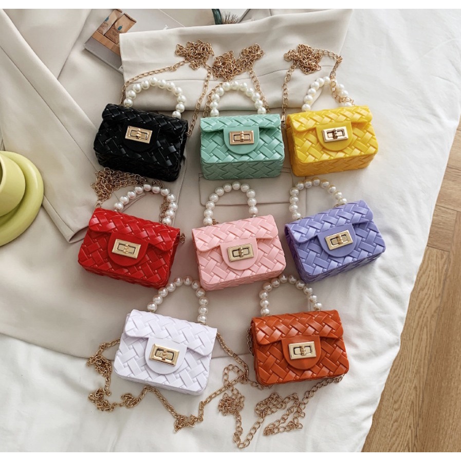 Omooji - TAS IMPORT JAKARTA JELLY MUTIARA JELLY MINI ANYAM W164
