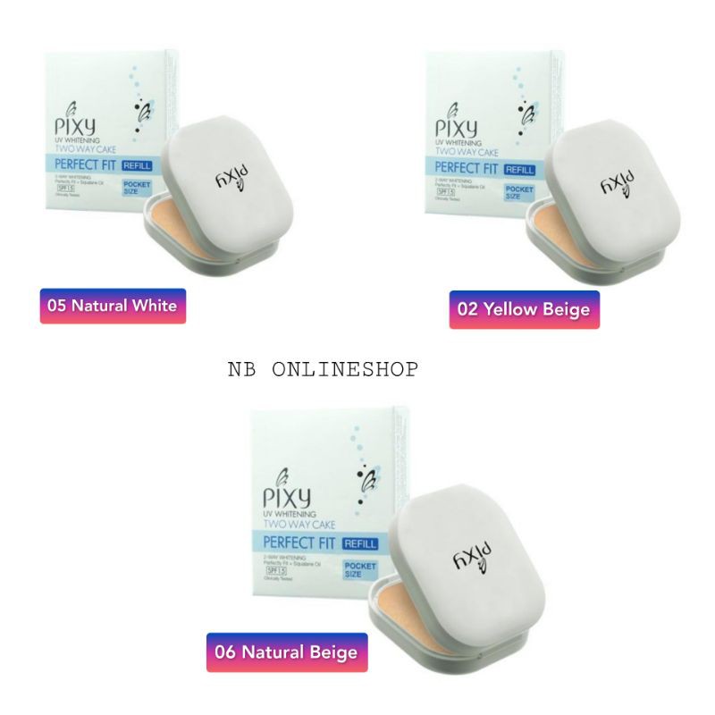 PIXY UV WHITENING TWO WAY CAKE REFILL PERFECT FIT SPF 15 POKET SIZE 100% ORIGINAL