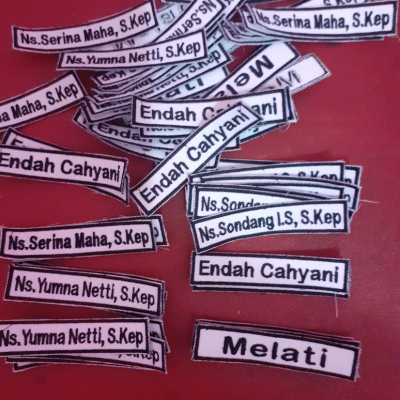 Bordir Nama Sekolah/ Custom Nama Dada sekolah/Papan Nama Sekolah
