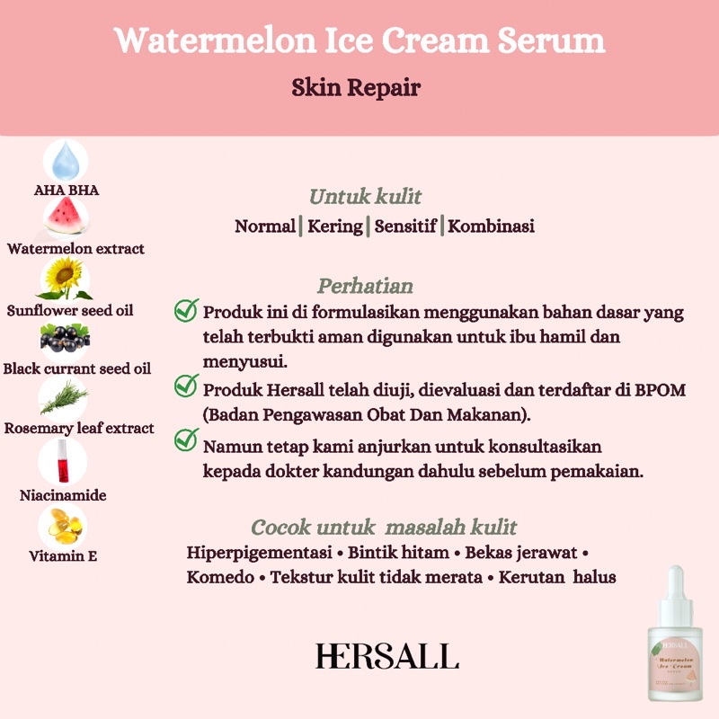 Hersall Watermelon Ice Cream Serum &amp; Moon Fairy Serum - BPOM 100% ORIGINAL