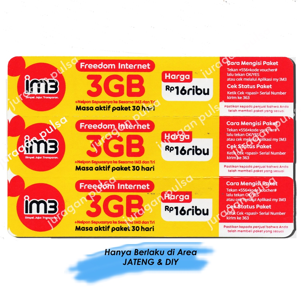 VOUCHER INDOSAT 3GB 30HARI(JATENG&DIY)