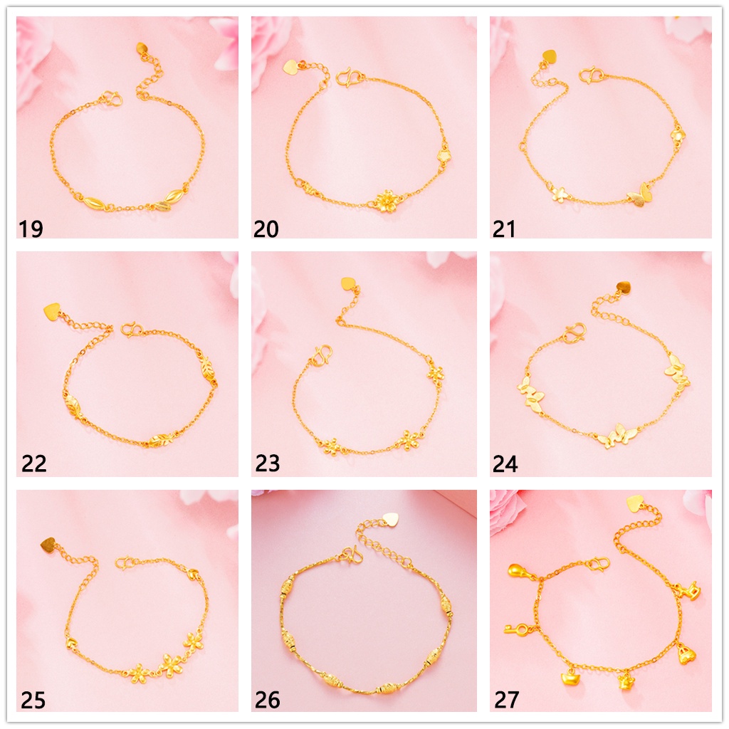 Gelang Emas Asli Kadar 375 Hias Batu Permata Sapphire Rastaclat Gaya Korea Untuk Wanita