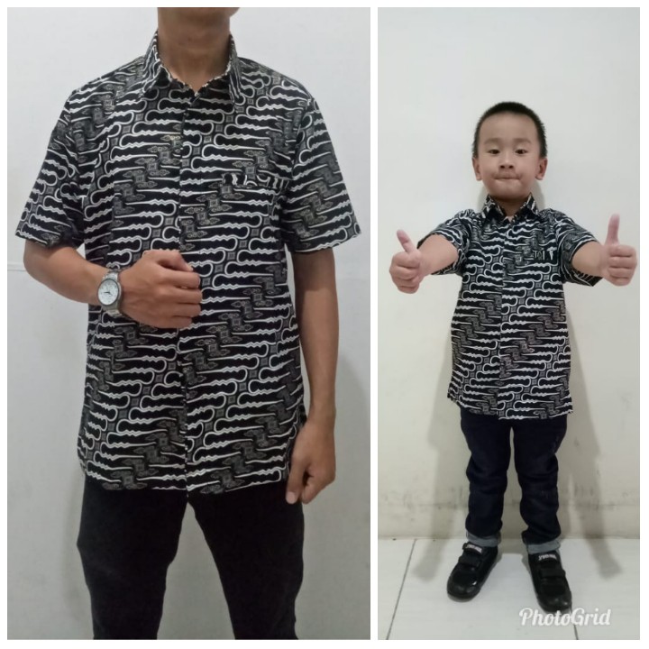 SB Collection Couple Dadboy Isno Atasan Kemeja Batik Lengan Pendek Anak Dan Ayah Pria