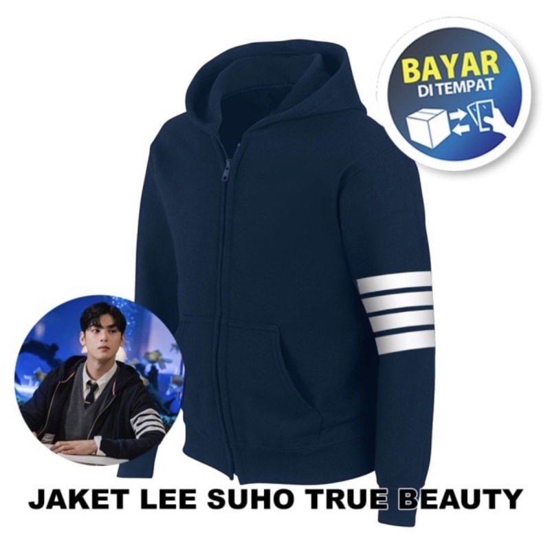 jaket true beauty / jaket lee suho / jacket zipper murah korea / jaket unisex korea