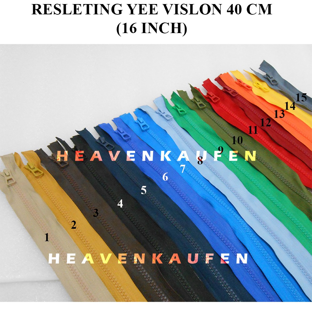 Resleting Zipper YEE Vislon 40 cm (16 inch) Murah Warna Warni