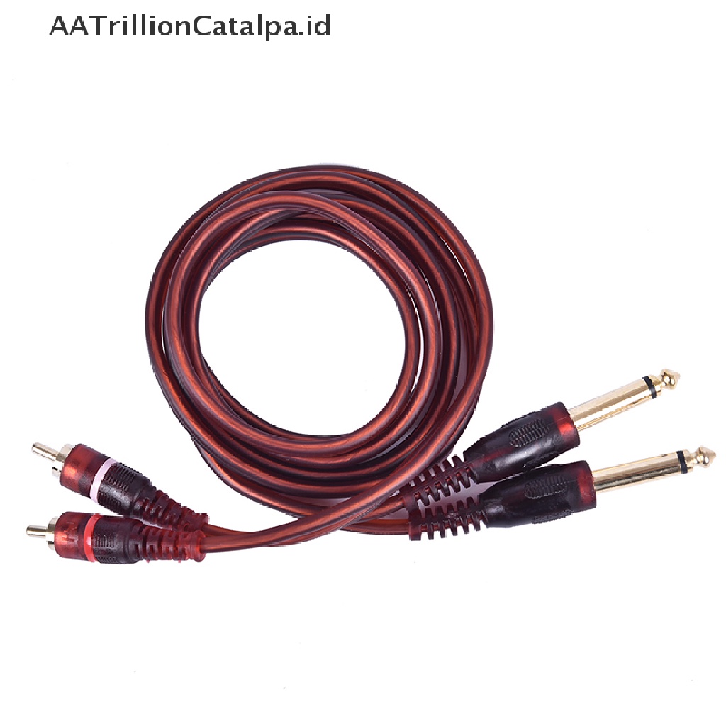 Aatrillioncatalpa Kabel Audio Mixer Dual RCA Male Ke Dual RCA Male 6.35mm 1 / 4 &quot;Panjang 1.5M