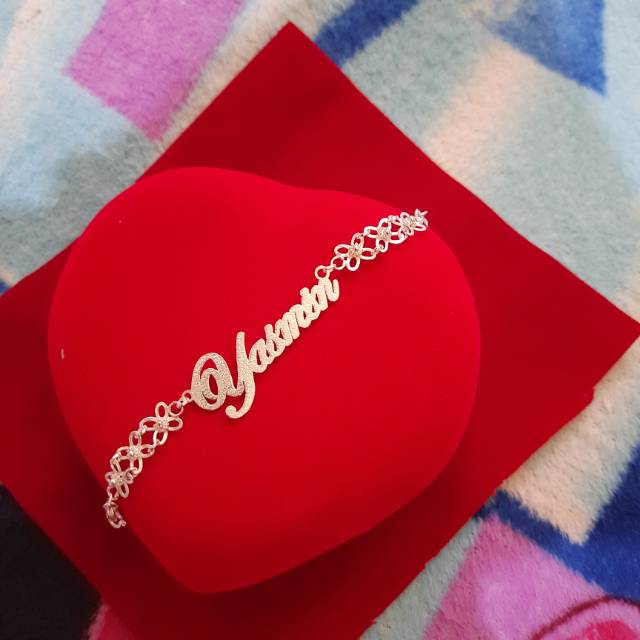 Gelang nama motif 01 perak asli