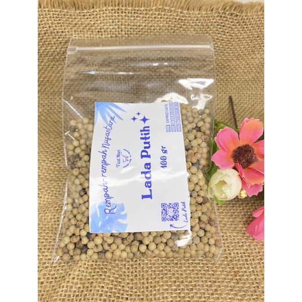 100gr | BIJI LADA PUTIH MERICA UTUH | WHOLE WHITE PEPPER | Herbal alami asli bumbu dapur penyedap masakan rempah nusantara indonesia