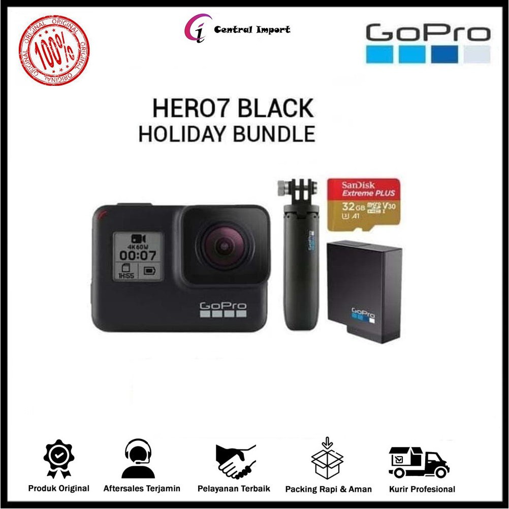 GoPro Hero 7 Black Holiday Bundle Package - GoPro Hero7 Black Bundle