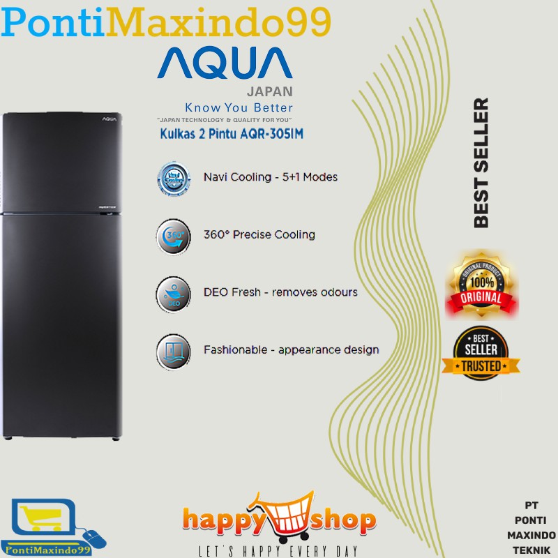 KULKAS 2 PINTU AQUA JAPAN AQR-305IM INVERTER