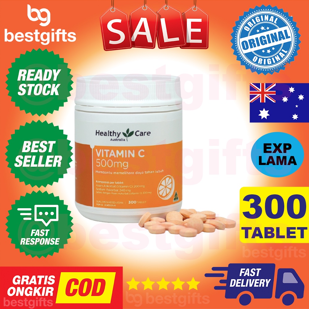 HEALTHY CARE AUSTRALIA VITAMIN C 500 MG DAYA TAHAN TUBUH ANTIOKSIDAN COLLAGEN KOLAGEN 300 TABLET