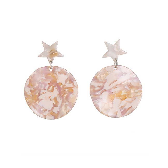 LRC Anting Tusuk Fashion Pink Resin Star Stud Earrings F53761