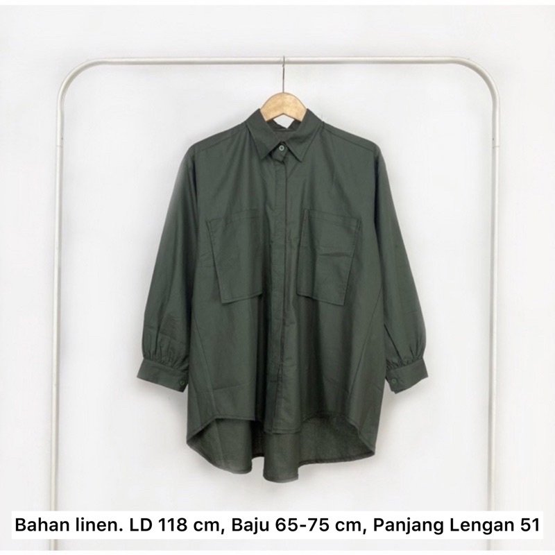 MONOCHROME OVERSIZE BLOUSE MOTIF - ATASAN RAYON FULL KANCING JUMBO / ATASAN RAYON KOMBINASI-KALIN SHIRT ARMY