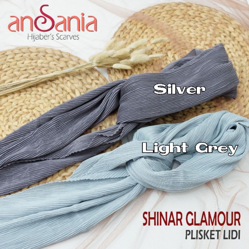 Jilbab Shinar Plisket Segi Empat Ansania-Silver Shinar Pliske