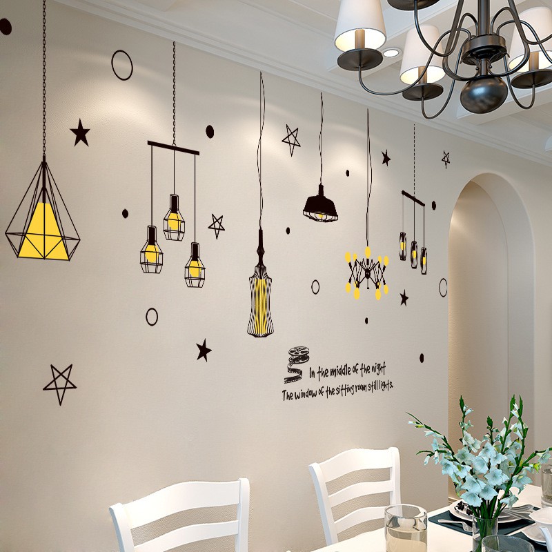 RELIZA WALL STICKER 60X90 LAMP LAMPU GANTUNG HITAM CRISTAL STIKER DINDING XL8268