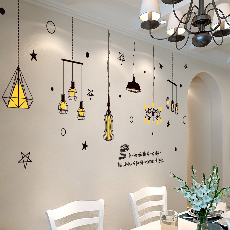 RELIZA WALL STICKER 60X90 LAMP LAMPU GANTUNG HITAM CRISTAL STIKER DINDING XL8268