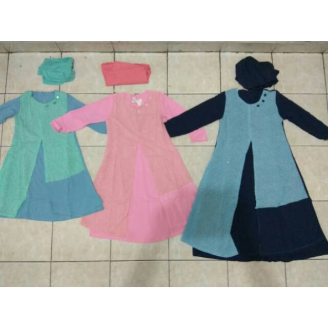 Baju Muslim Anak Perempuan Gamis Anak Kombinasi 2 Warna Shopee Indonesia