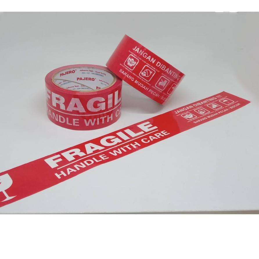 

Diskon!! KODE-234 Lakban Isolasi Tape Fragile Pajero Merah 54 Meter