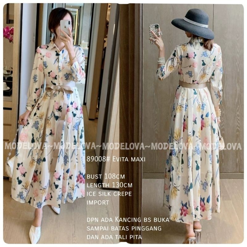 MDLV ~ 89008 EVITA MAXI GAMIS IMPORT FASHION MUSLIM FASHION IMPORT WANITA