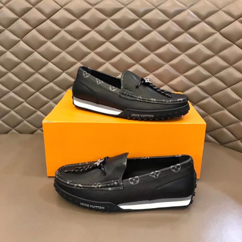 sepatu pria lv loafer cowok slip on shoes men slide kulit hitam P1SHOES