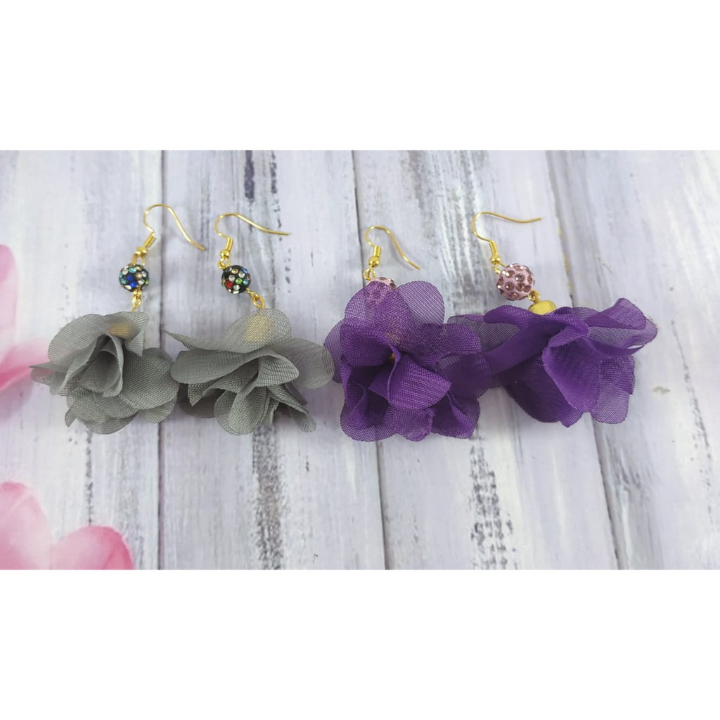 Anting Hijab Frill Sifon/ Anting bunga frill / anting bunga  korea By Tokopelanginicer