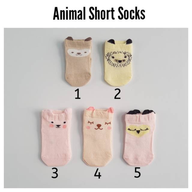 Kaos Kaki Bayi Motif Binatang Animal Short Socks