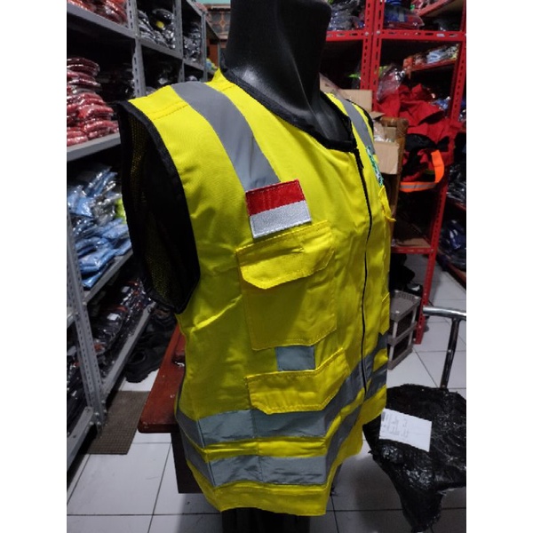 ROMPI SAFETY KUNING BAHAN KAIN DRILL PAKAI FURING