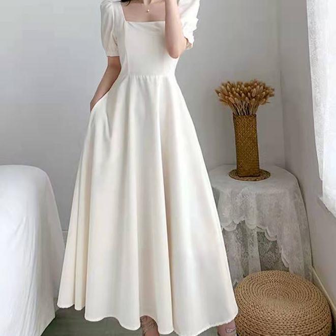 ✅Dijamin Aman❤COD Dress/Dress putih/dress putih korea/dress putih wanita/dress wanita/Dress hitam/dr