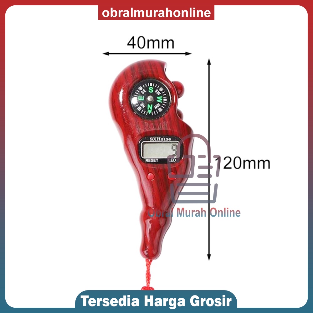 Tasbih Digital Kompas LED model Kayu / Tally Counter Kayu LED + Kompas