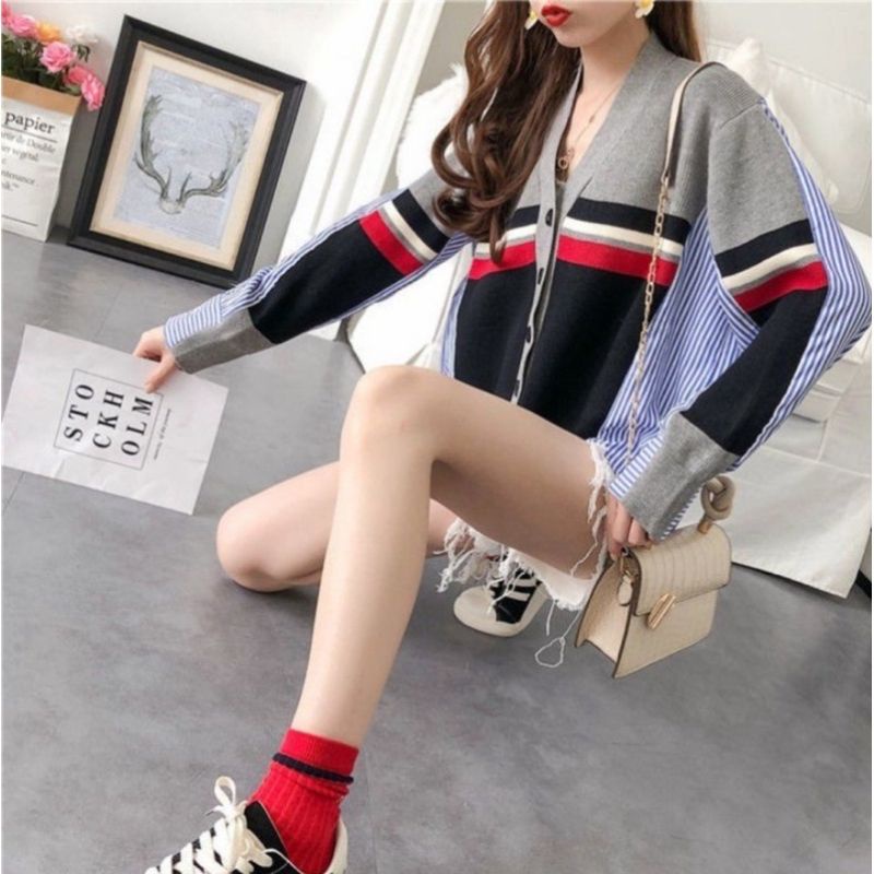 MDLV ~ 39004 ARUNA KNIT CARDIGAN KOREA KEMEJA KOMBI RAJUT CARDIGAN RAJUT PREMIUM FASHION IMPORT