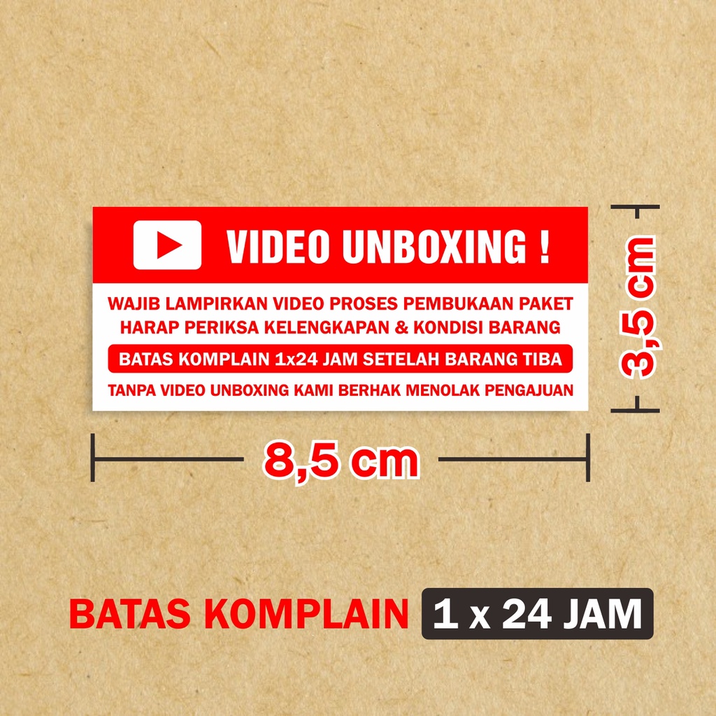 

bib Sticker Label Wajib Video Unboxing Stiker Pengiriman Paket Olshop 8,5 x 3,5 cm (1 Roll Isi Pcs)