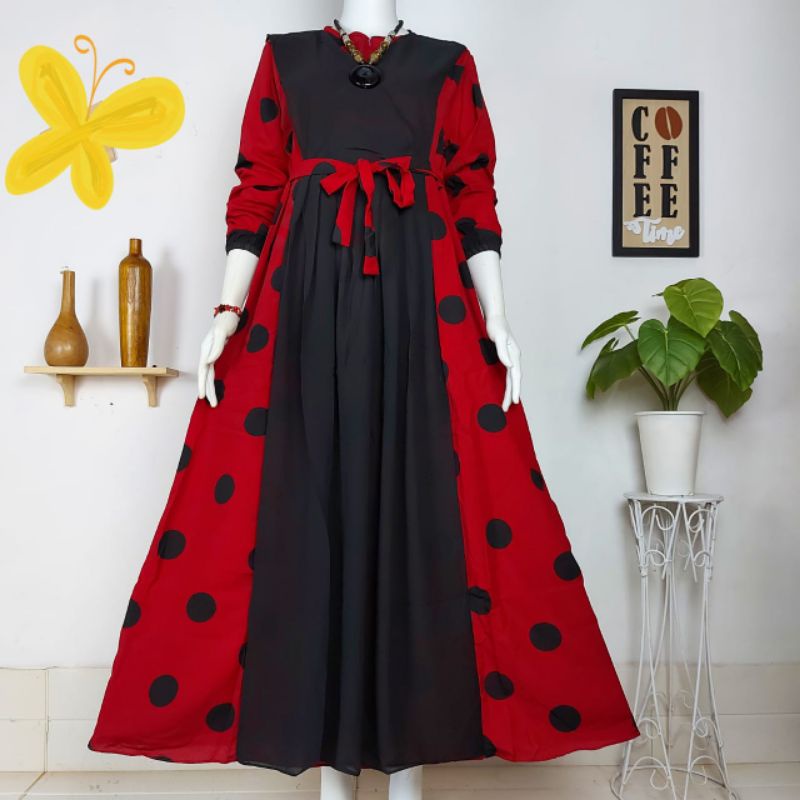 Gamis Monalisa Polka/ Gamis monalisa Terbaru
