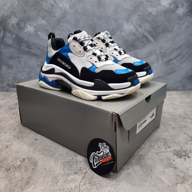 Sepatu Balanciaga Triple S Blue Black White