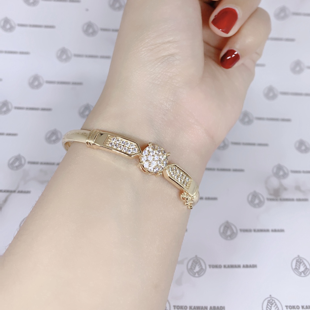 Xuping Gold Gelang Tangan Wanita Dewasa Model Bangkok Permata Anti Karat *66