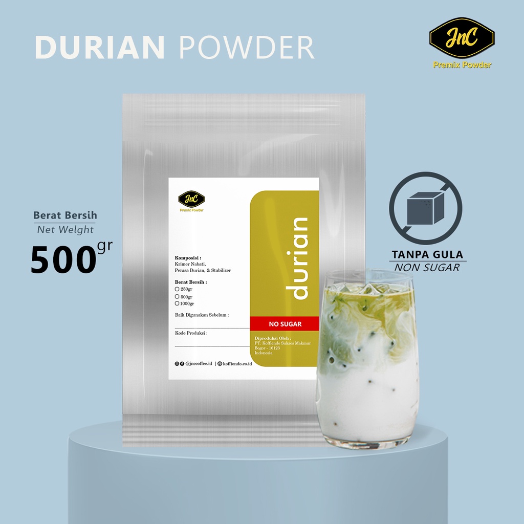 JnC Durian Tanpa Gula 500gr / Bubuk minuman Durian