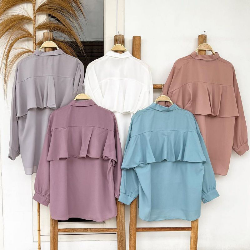 grosir_solo || CARISSA RUFFLE BLOUSE / BLOUSE RUFFLE / BACK RUFFLE BLOUSE / katun crinkle blouse airflow