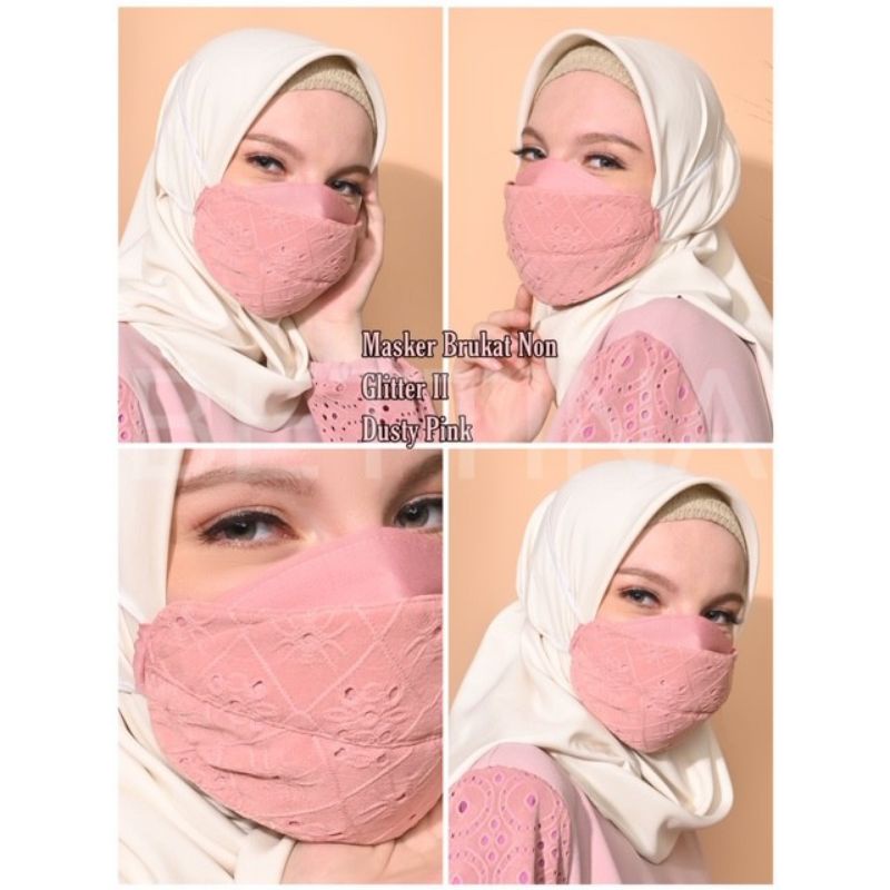 MASKER HIJAB KAIN BRUKAT NON GLITER MASKER PESTA MASKER LEBARAN MASKER NON MEDIS MASKER WANITA MASKER 3D MASKER HIJAB