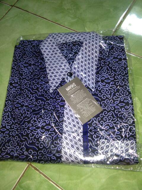 Nayshi Batik Hrb026 Baju Kemeja Batik Hem Sogan  Halus Original Kenongo Manggar Semut Ori