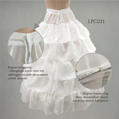 [STOK TERABATAS] PETTICOAT GAUN PENGANTIN ROK PENGEMBANG 4 RING 5 LAYER LPC011