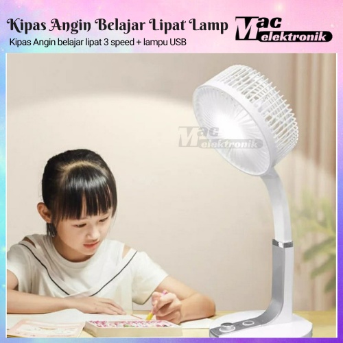 Kipas Lampu Emergency Kipas lampu Belajar Kipas Lipat Kipas lampu USB Fan Lipat Portable 8&quot;' dan lampu belajar F-2020 kipas angin berdiri