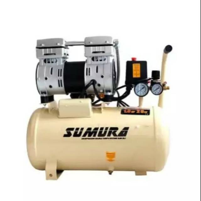 Kompressor SUMURA 1HP OFS750-25 OILESS SILENT tangki 25liter tanpa oli & tidak berisik