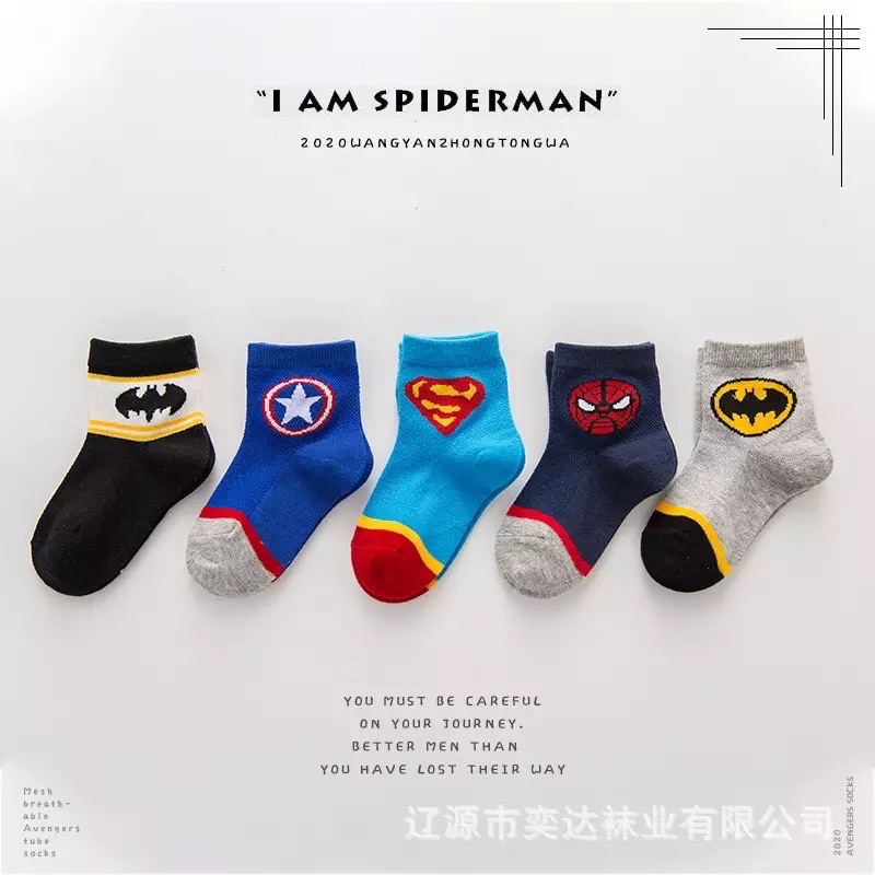 Kaos Kaki Anak Bayi Laki Laki Katun Superhero Kaus Kaki Pendek Sekolah Anak 1 2 3 4 Tahun