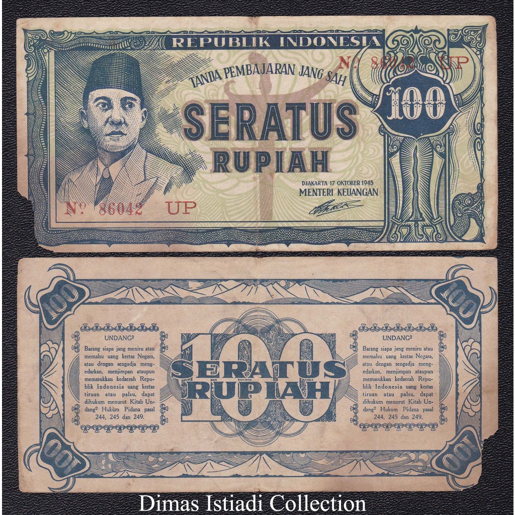 Uang Kuno 100 Rupiah 1945 ORI