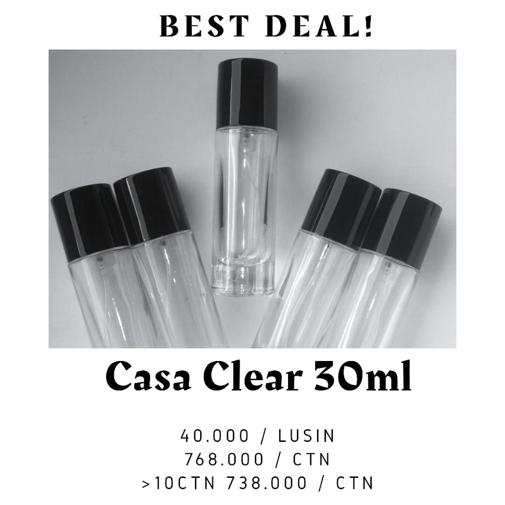 Botol Parfum Kosong Casa Clear Black Cap 30 ml Cartonan