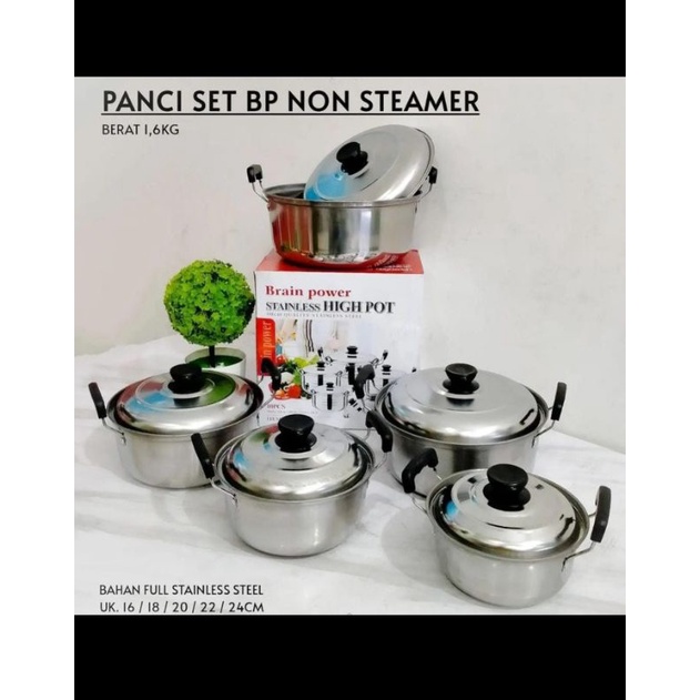 Brain power panci set 10pcs Uk 16/24 tanpa steamer