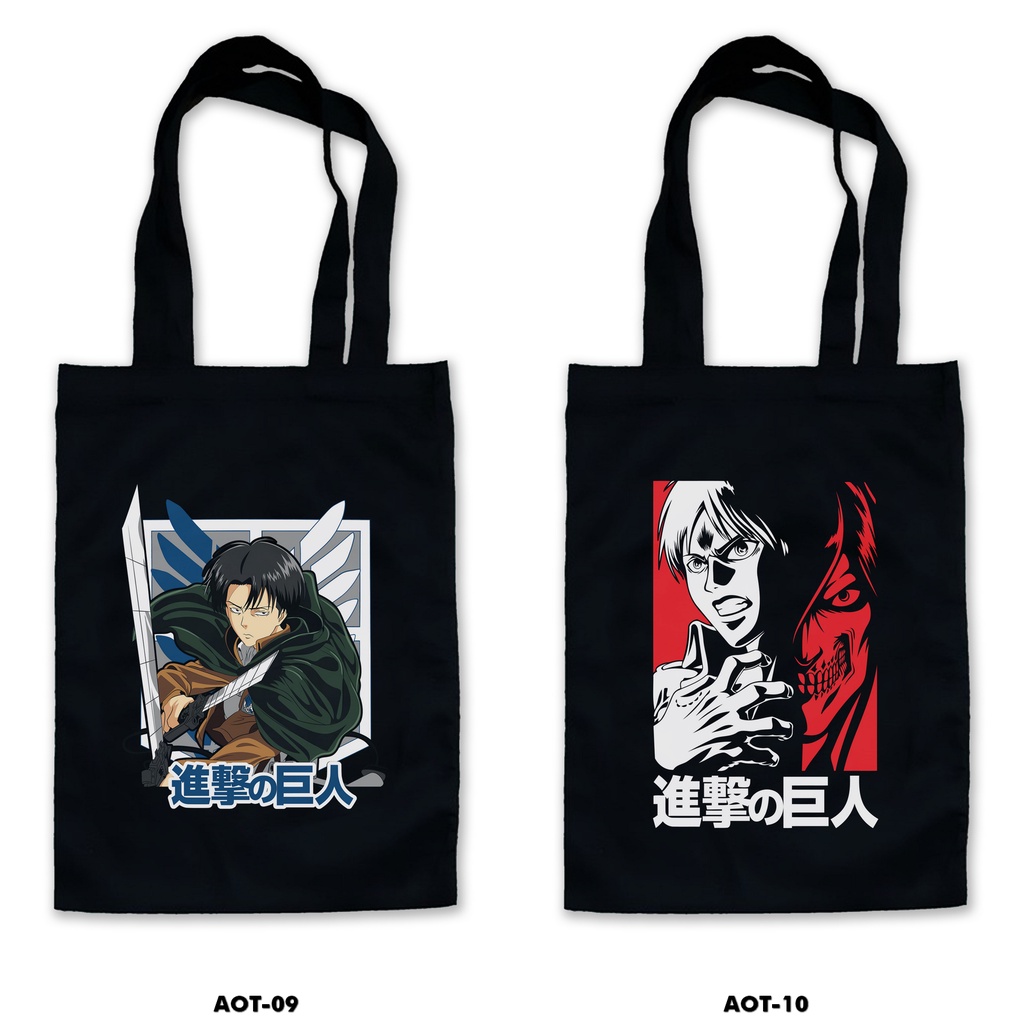 TOTE BAG HITAM - ATTACK ON TITAN /ANIME /MANGA