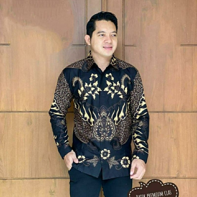 BATIK PRIA SIZE M L XL XXL  BSWART BatiK HRB026 Kenongo Hem Panjang Padi