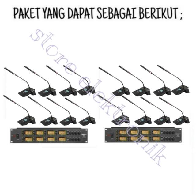 Paket Microphone Meja Conference System Wireless Mic 16 Unit and sound System