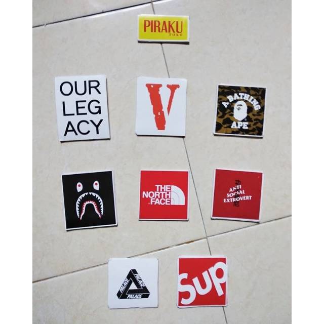 Sticker, vlone bape tnf palace supreme