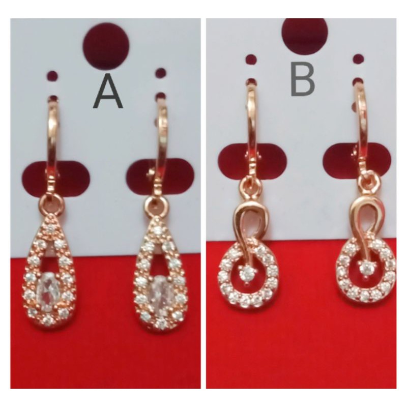 RAC111. Anting xuping wanita lapis emas dgn mata zircon